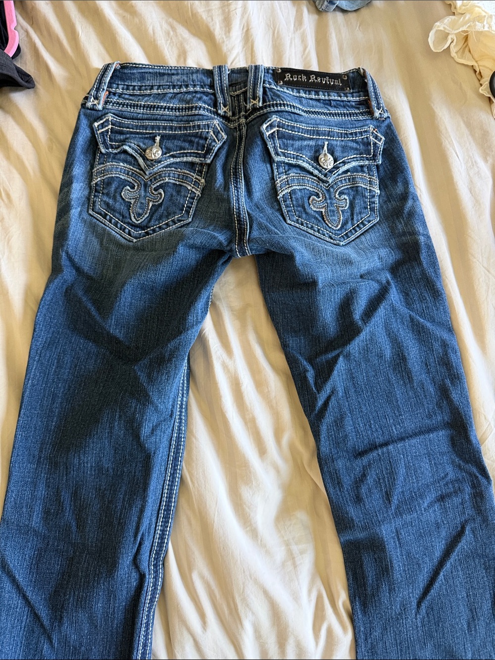 Rock Revival Women's Dark Indigo Boot Cut Jeans with Embroidered Pockets